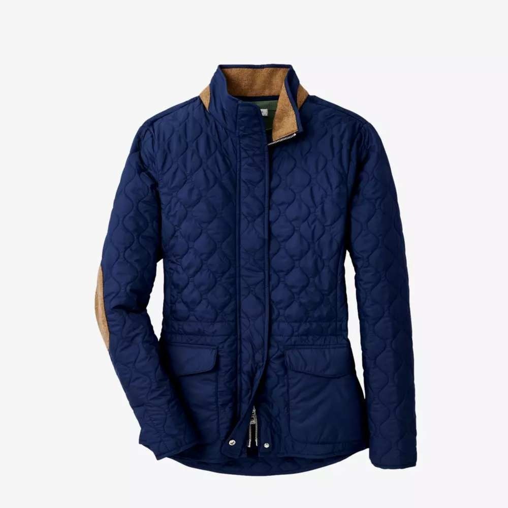 Peter Millar Blakely Navy Blue Quilted Jacket Lambswool Trim Womens Large